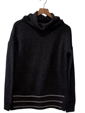 Prana Funen Loop Sweater Wool Blend Cowl Neck Dark Gray Women's Small